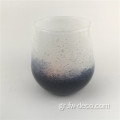 Sky Blue Base Bubble Pattern Glass Candle Holder